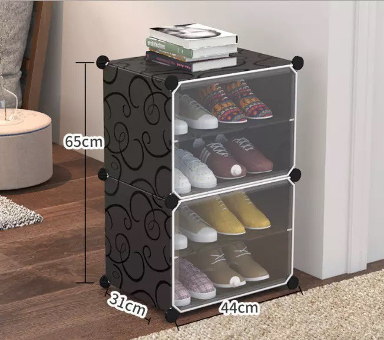Sasimo 4 Shelf 2 Door Plastic Cubort Shoe Rack Plastic Collapsible Shoe Stand 4 Shelves DIY Do It Yourself Price History