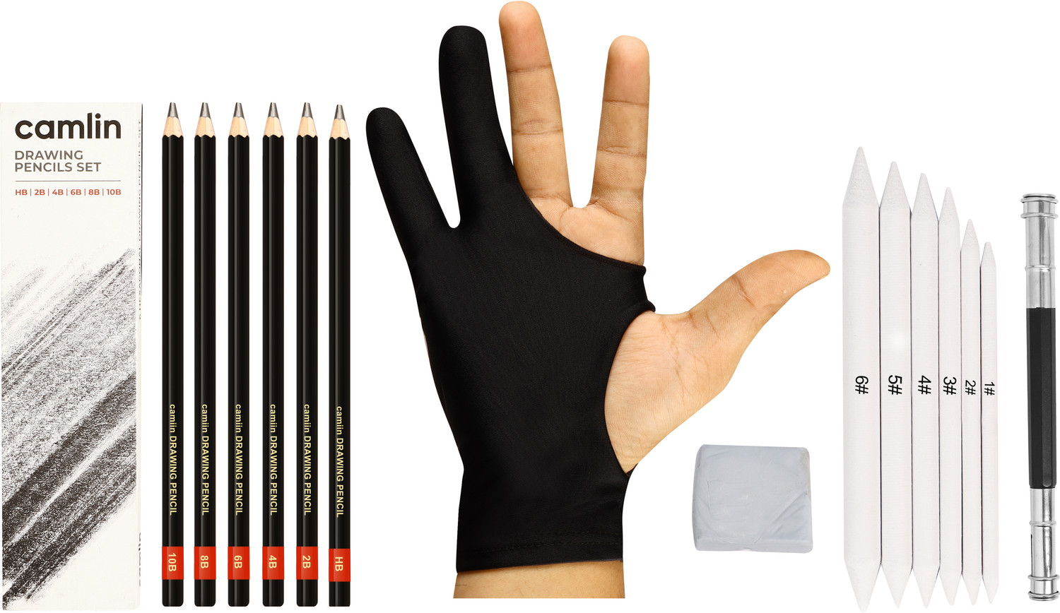 Image of mixale Drawing Charcoal Pencil N Charcoal Powder & Pencil Extender A36 Combo Art Set