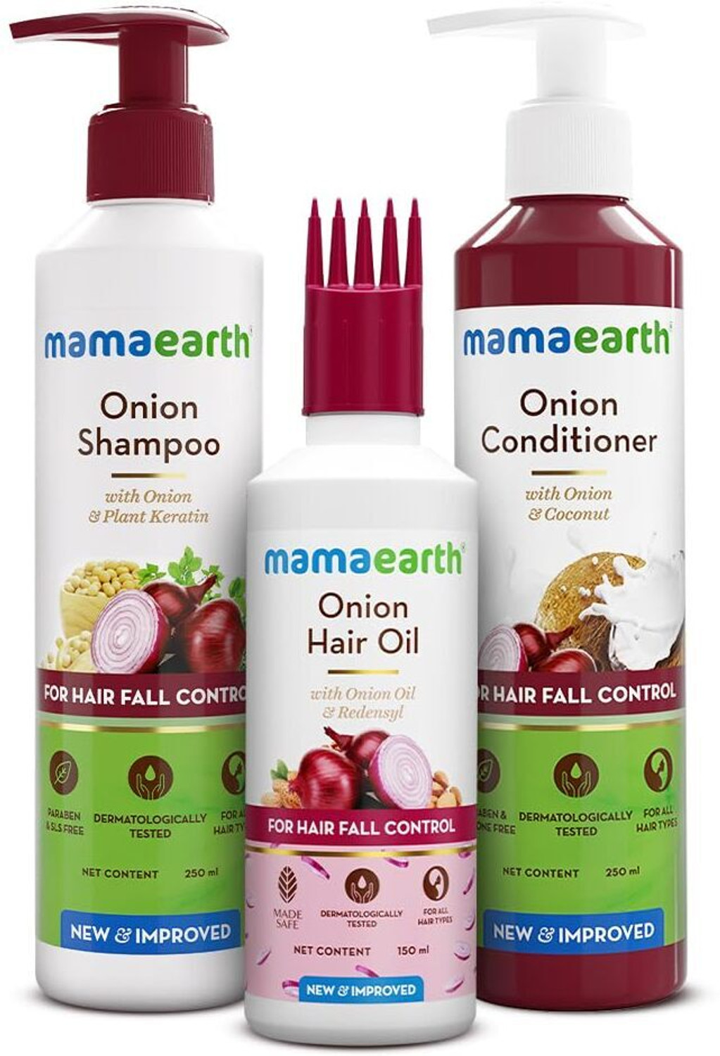 MamaEarth Onion Hair Fall Spa Set – Oil, Shampoo & Conditioner