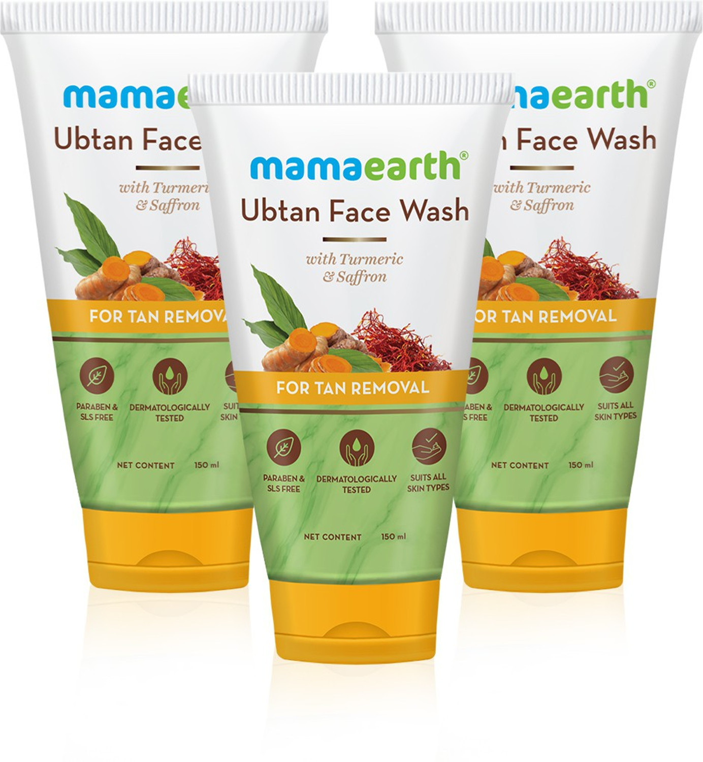 MamaEarth Ubtan Natural with Turmeric & Saffron (Pack of 3) Face Wash