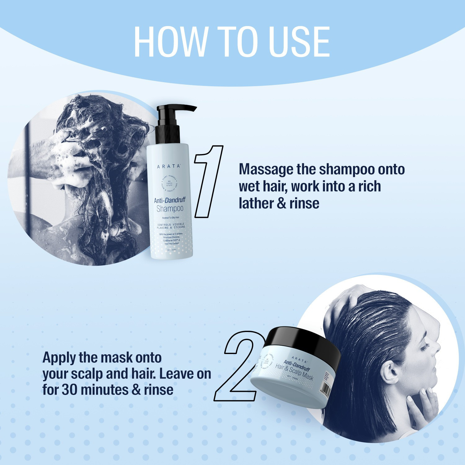 Image of ARATA Anti-Dandruff Cleanse Kit|Mask & Shampoo|Fights Flakes|Normal-Oily Hair