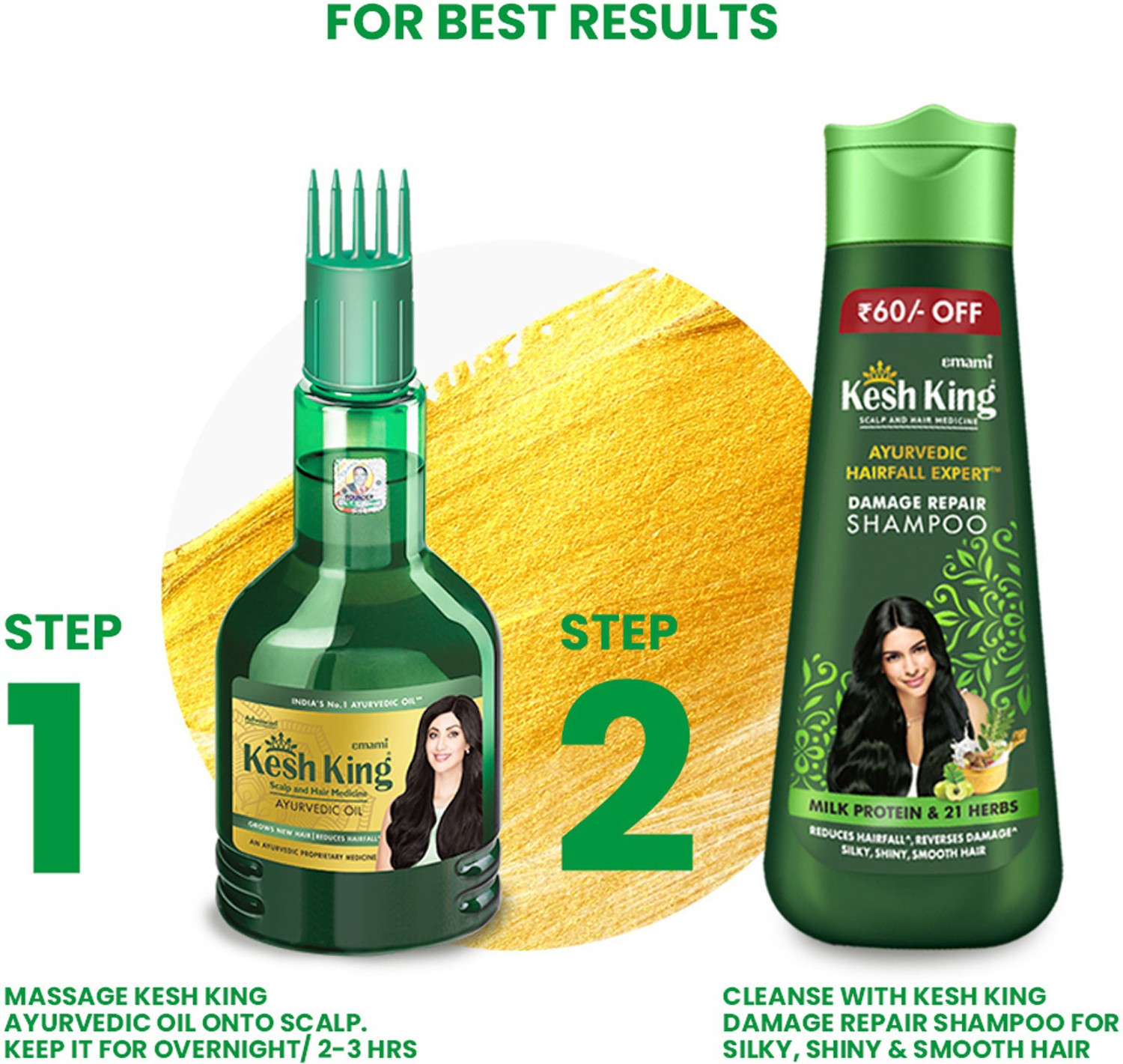 Image of Kesh King Ayurvedic Oil 300ml + Damage Repair Shampoo 340ml