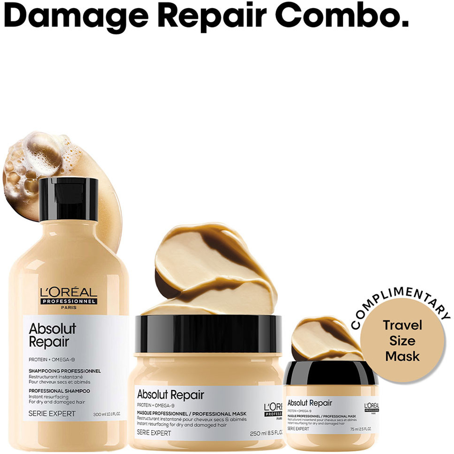 Absolut Repair Shampoo + Masque for Dry & Damaged Hair | Free Absolut 