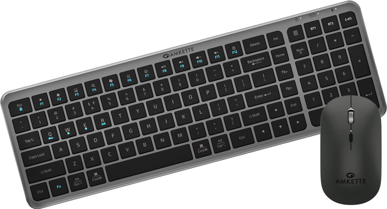 AMKETTE Wi-Key Max Rechargeable Wireless Keyboard and Mouse Combo Set