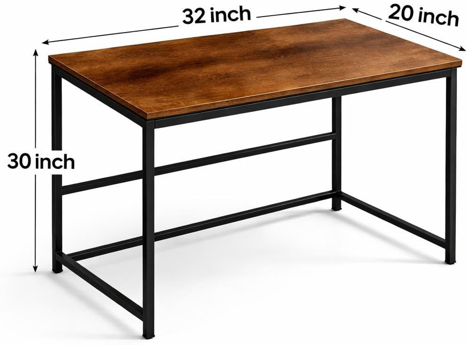 Image of Dumos Computer Desk with Metal Frame | Study & Office Table for Home Engineered Wood Office Table (Free Standing, Finish Color - Premium Brown, DIY(Do-It-Yourself))