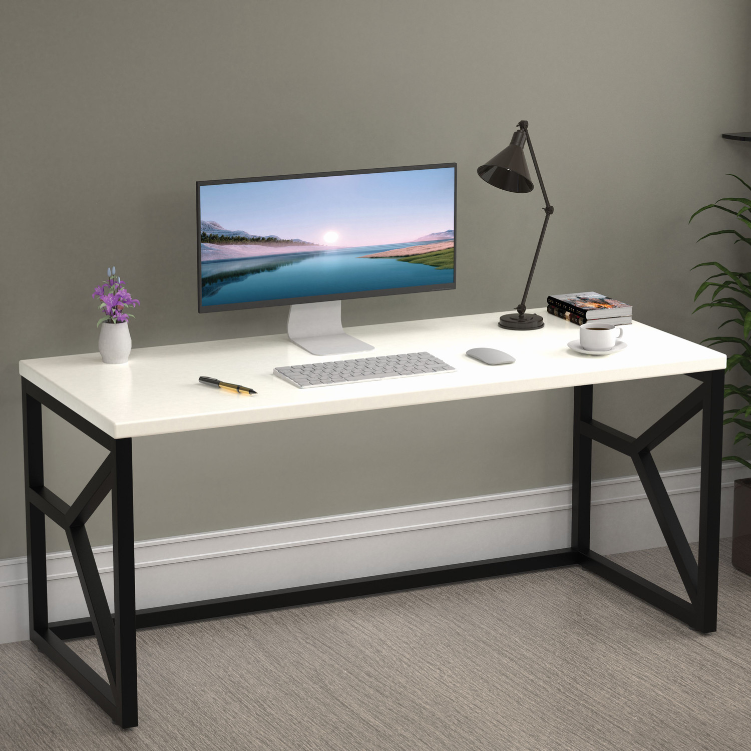 Engineered Wood Computer Desk (Modular, Finish Color - Black (White), 