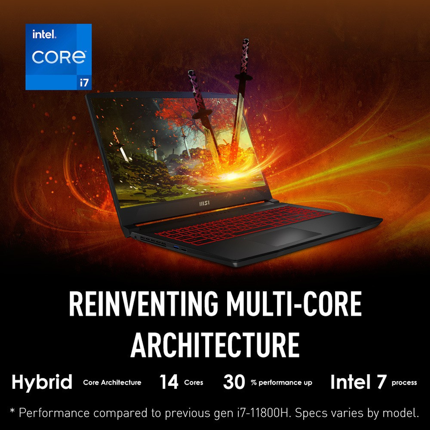 Image of MSI Katana GF66 Intel Core i7 12th Gen 12700H - (8 GB /512 GB SSD /Windows 11 Home /4 GB Graphics /NVIDIA GeForce RTX 3050 /144 Hz) Katana GF66 12UC-632IN Gaming Laptop