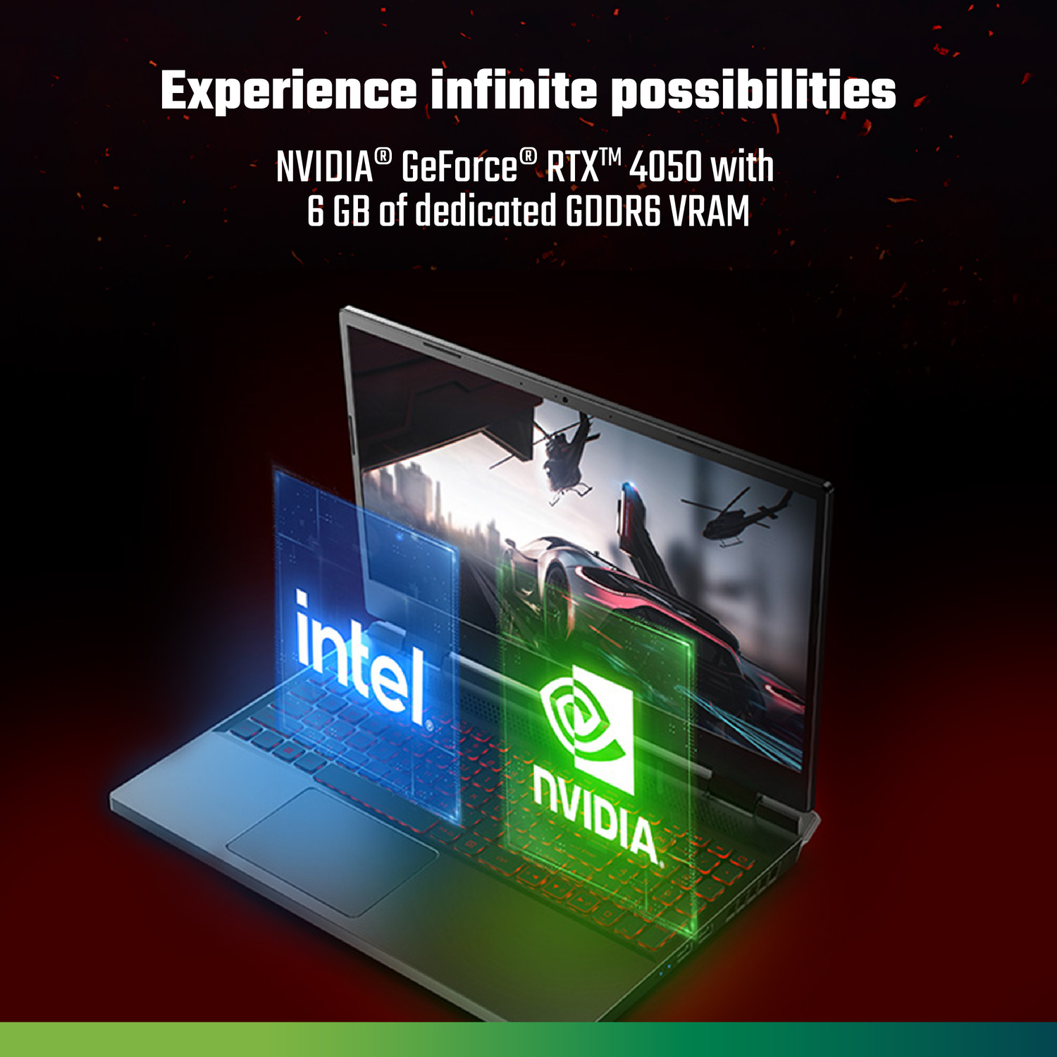 Image of Acer Nitro 5 Intel Core i7 12th Gen 12650H - (16 GB /512 GB SSD /Windows 11 Home /6 GB Graphics /NVIDIA GeForce RTX 4050 /144 Hz) AN515-58-74GG Gaming Laptop