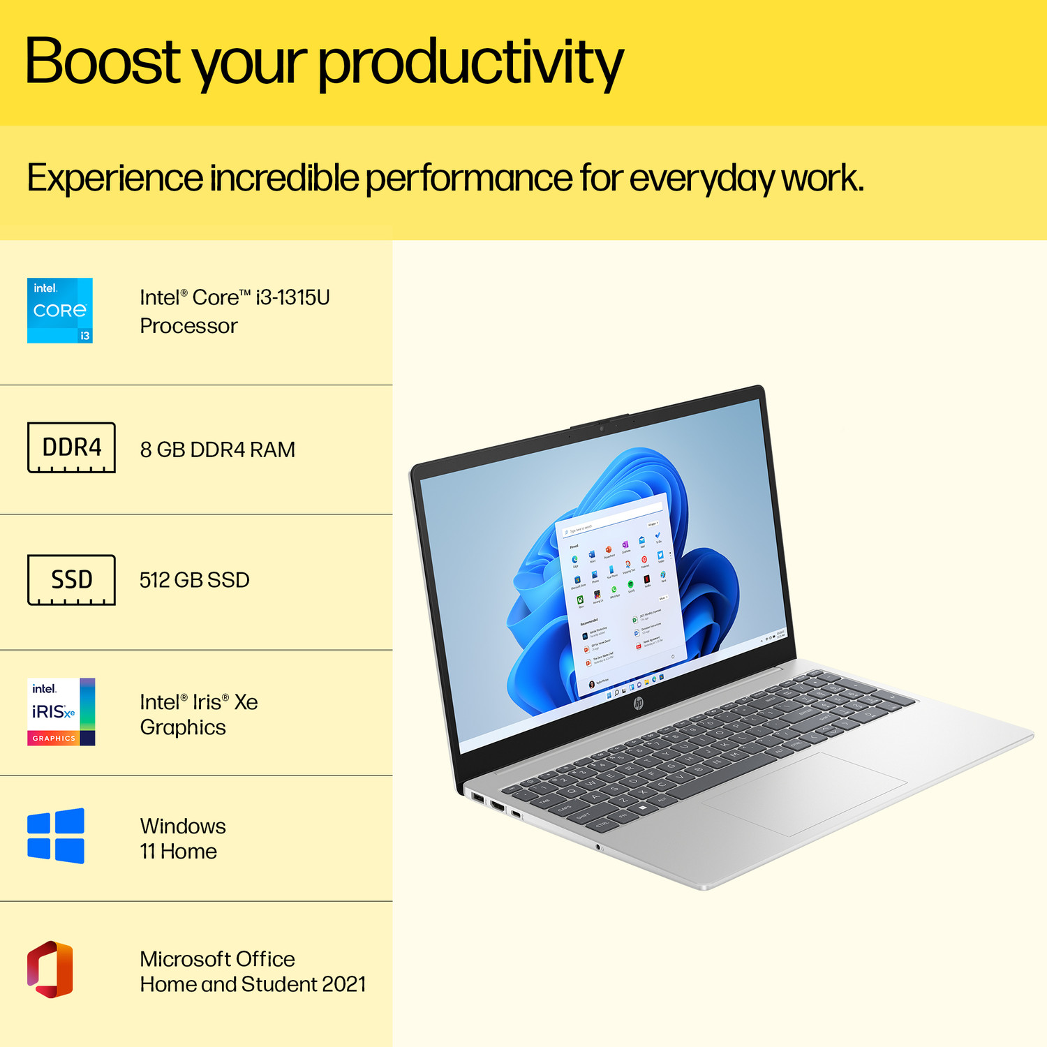 Image of HP 15s Intel Core i3 13th Gen 1315U - (8 GB /512 GB SSD /Windows 11 Home) 15-fd0006TU / 15-fd0569TU Thin and Light Laptop