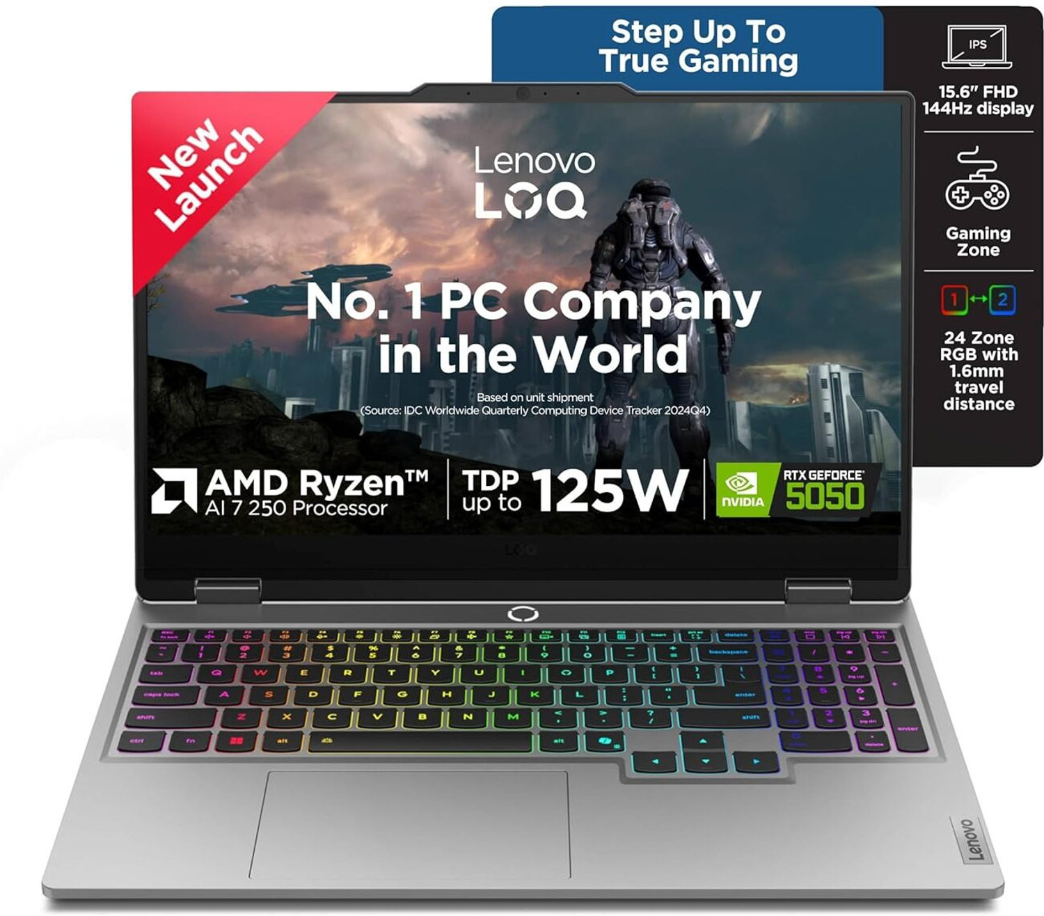 Image of Lenovo AMD Ryzen 7 Dual Core - (24 GB /1 TB SSD /Windows 11 Home /8 GB Graphics /NVIDIA GeForce RTX NVIDIA GeForce RTX 5050) 15AHP10 2 in 1 Gaming Laptop (15.6 inch, ‎Luna Grey, With MS Office)