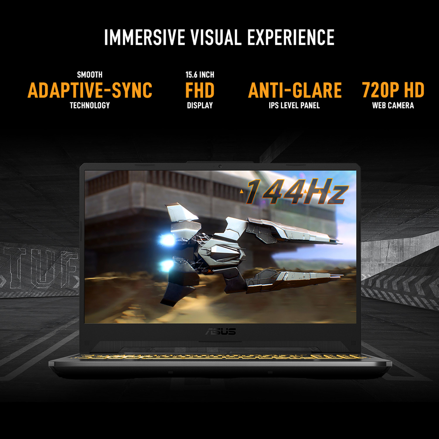 Image of ASUS TUF Gaming F15 - AI Powered Gaming Intel Core i5 11th Gen 11400H - (8 GB /512 GB SSD /Windows 11 Home /4 GB Graphics /NVIDIA GeForce RTX 2050 /144 Hz /70 TGP) FX506HF-HN024W Gaming Laptop