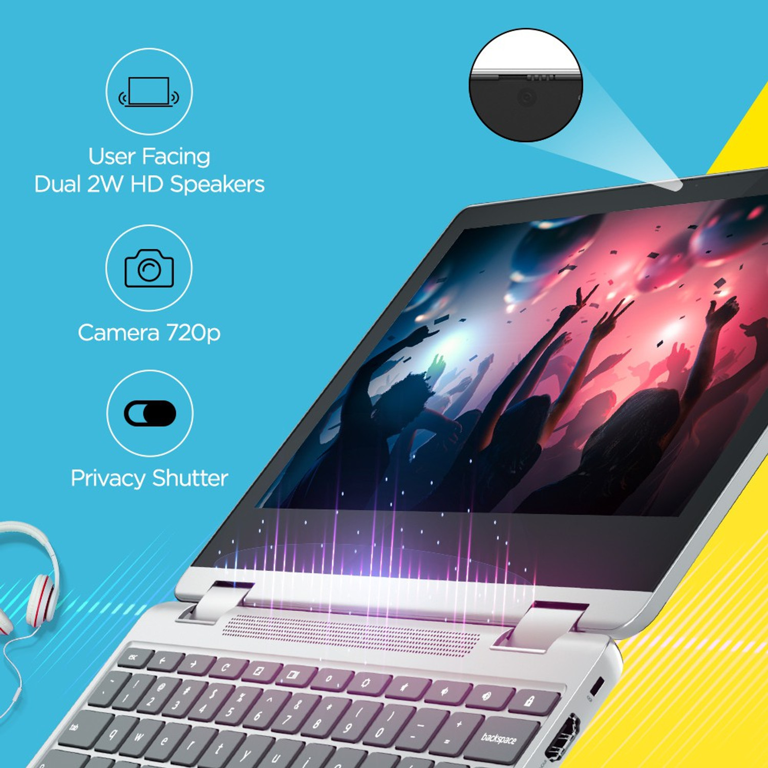 Image of Lenovo Chromebook Intel Celeron Dual Core N4500 - (4 GB /128 GB EMMC Storage /Chrome OS) CB 11IJL6 Chromebook