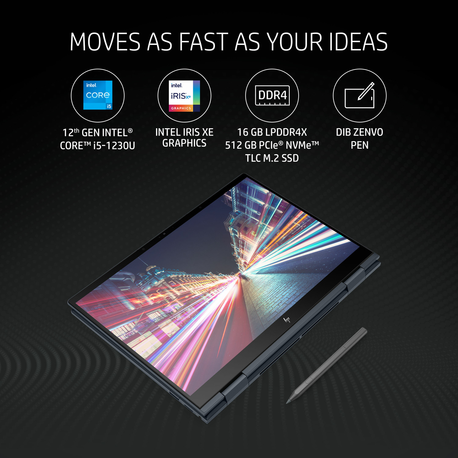 Image of HP Envy x360 Creator OLED Eyesafe Evo Intel Core i5 12th Gen 1230U - (16 GB /512 GB SSD /Windows 11 Home) 13-bf0058TU Thin and Light Laptop