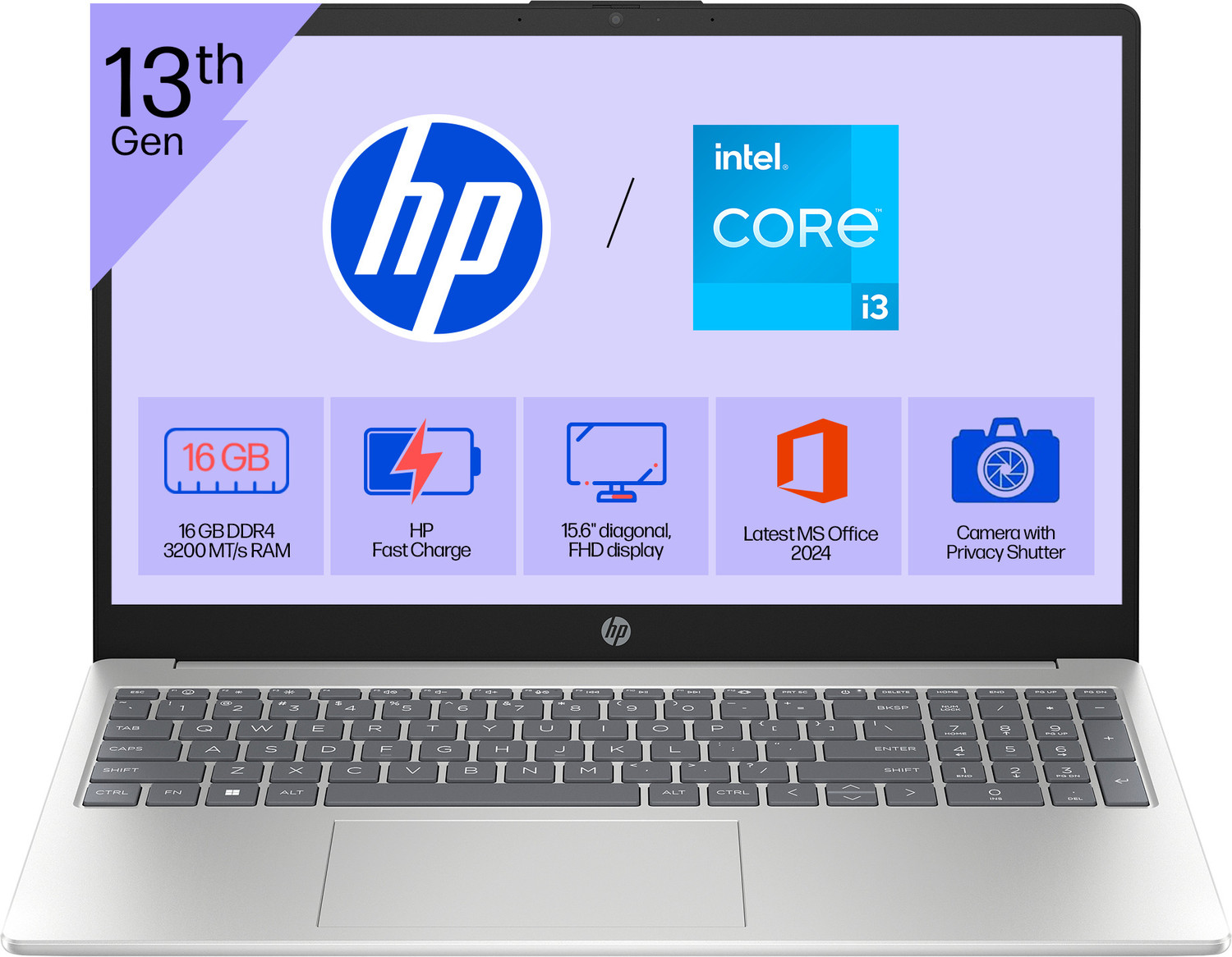 HP 15.6" i3 13th Gen Laptop 16GB/512GB SSD – ₹49,990