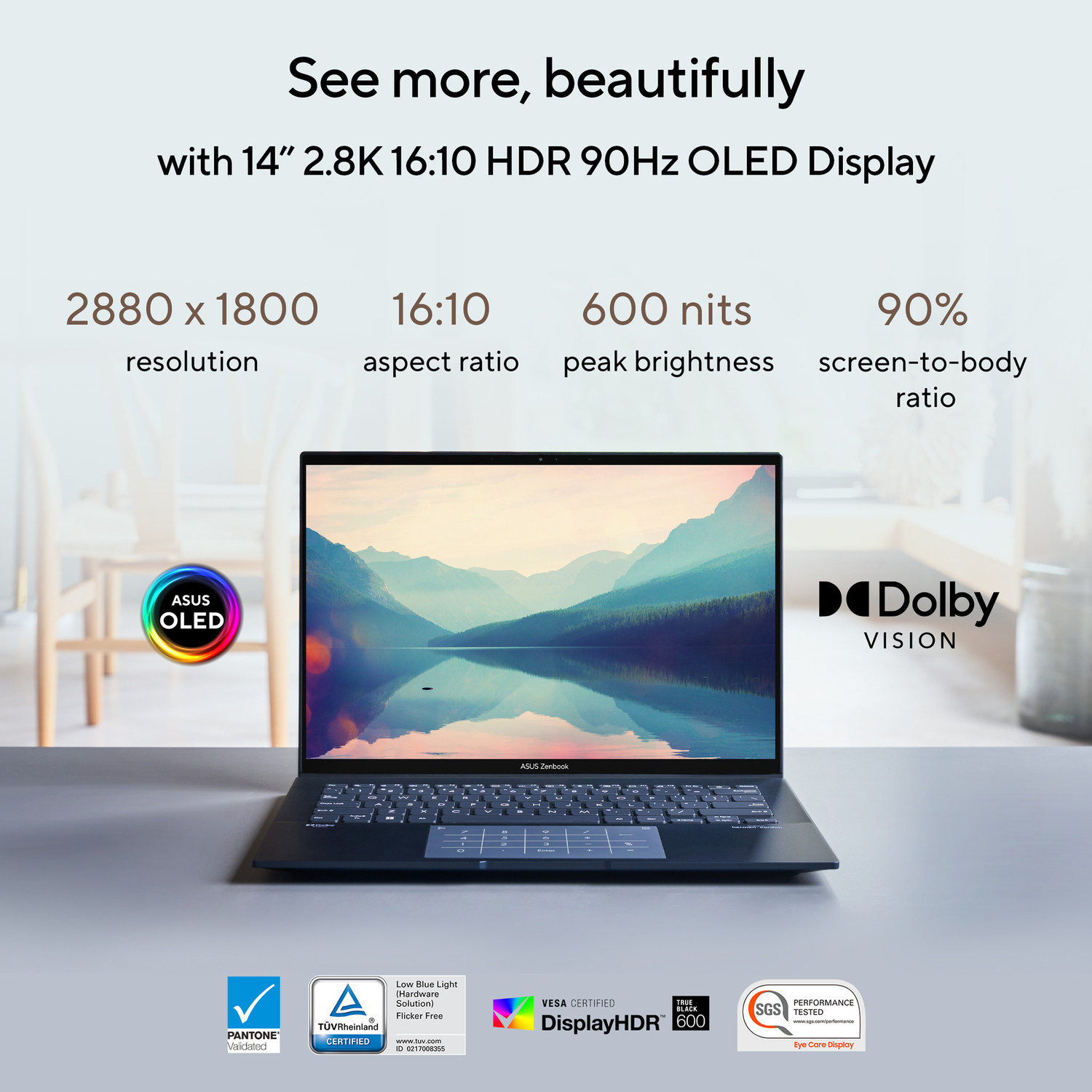 Image of ASUS Zenbook 14 OLED Intel EVO P-Series Intel Core i7 13th Gen 1360P - (16 GB /512 GB SSD /Windows 11 Home) UX3402VA-KM741WS Thin and Light Laptop