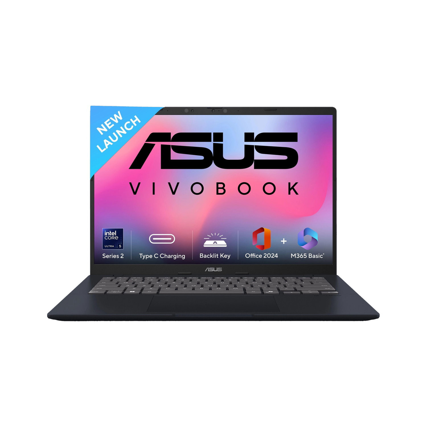ASUS Vivobook 14 (2025) with Office 2024 + M365 Basic*, AI PC Intel Core Ultra 5 225H - (16 GB/512 GB SSD/Windows 11 Home) X1407CA-LY102WS Thin and Li...