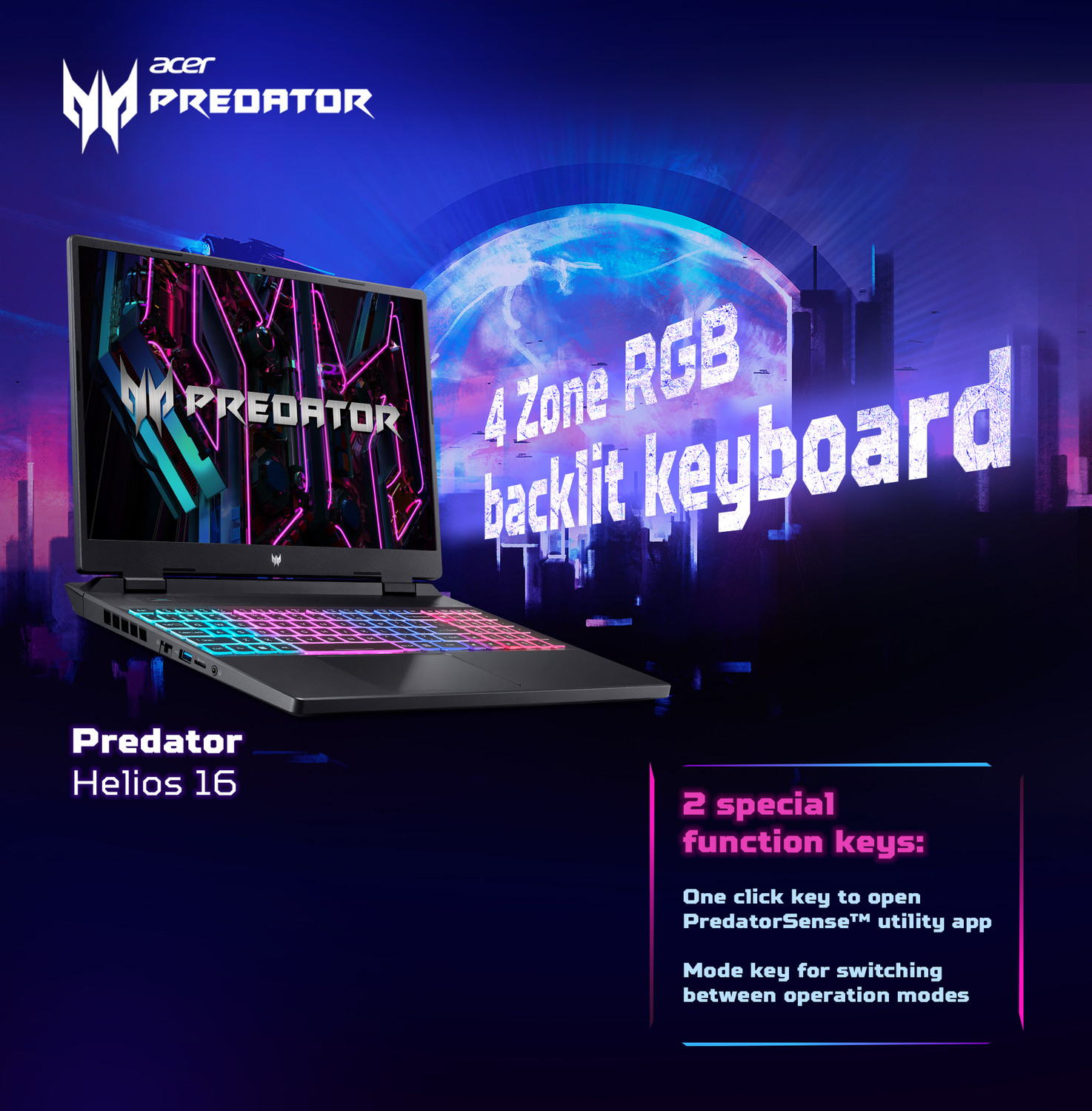 Image of Acer Predator Neo Intel Core i7 13th Gen 13700HX - (16 GB /512 GB SSD /Windows 11 Home /6 GB Graphics /NVIDIA GeForce RTX 4050) PHN16-71-74H1 Gaming Laptop