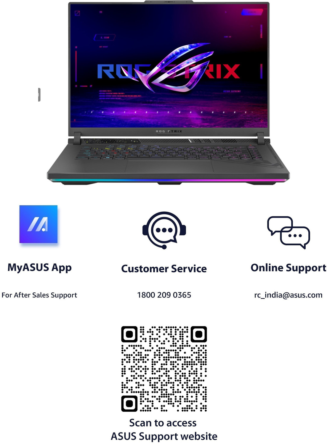Image of ASUS ROG Strix G16 with 90WHr Battery Intel HX-Series Intel Core i9 13th Gen 13980HX - (16 GB /1 TB SSD /Windows 11 Home /8 GB Graphics /NVIDIA GeForce RTX 4070 /240 HZ /140 TGP) G614JI-N4151WS Gaming Laptop
