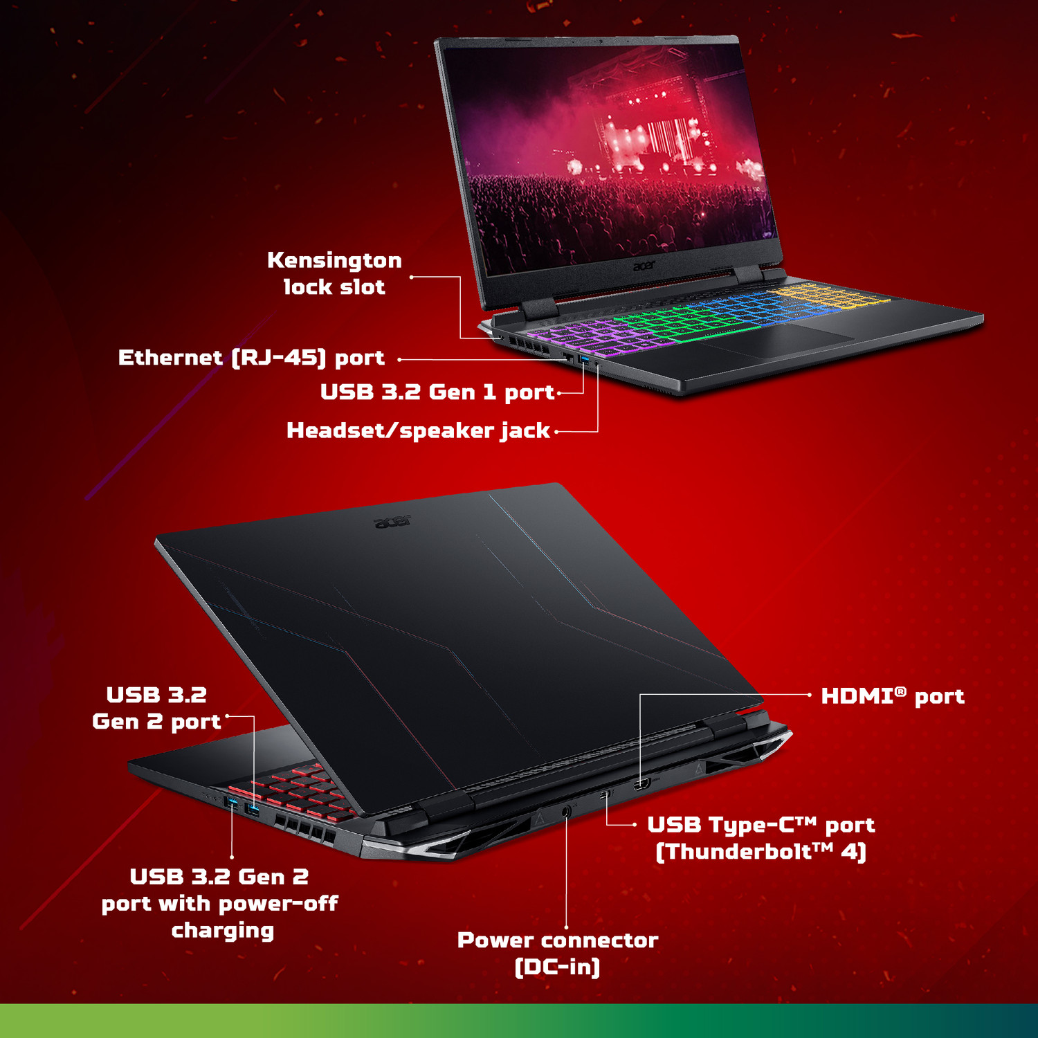 Image of Acer Nitro 5 Intel Core i7 12th Gen 12650H - (16 GB /512 GB SSD /Windows 11 Home /6 GB Graphics /NVIDIA GeForce RTX 4050 /144 Hz) AN515-58-74GG Gaming Laptop