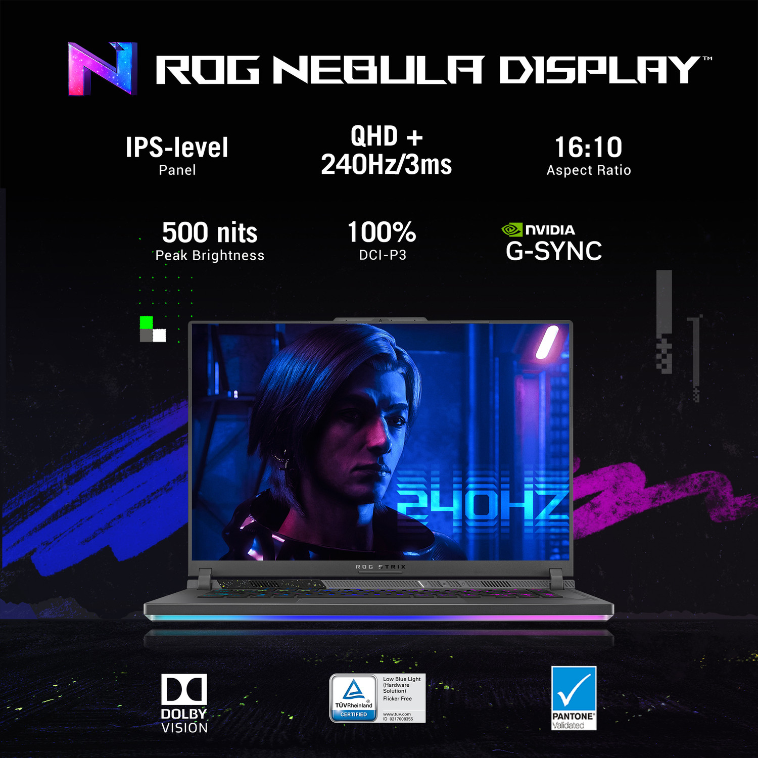 Image of ASUS ROG Strix G16 with 90WHr Battery Intel HX-Series Intel Core i9 13th Gen 13980HX - (16 GB /1 TB SSD /Windows 11 Home /8 GB Graphics /NVIDIA GeForce RTX 4070 /240 HZ /140 TGP) G614JI-N4151WS Gaming Laptop