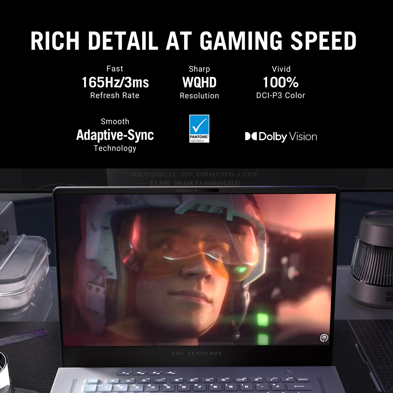 Image of ASUS ROG Zephyrus G15 with 90Whr Battery AMD Ryzen 9 Octa Core 6900HS - (16 GB /1 TB SSD /Windows 11 Home /6 GB Graphics /AMD Radeon Radeon /165 Hz) GA503RM-HQ057WS Gaming Laptop