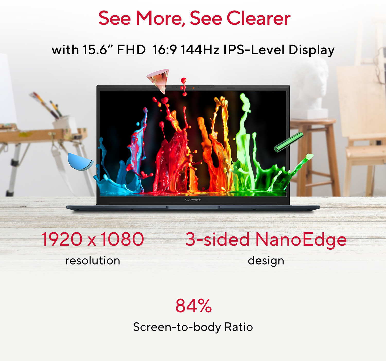 Image of ASUS Vivobook Pro 15 For Creator, AMD Ryzen 5 Hexa Core 5600HS - (16 GB /512 GB SSD /Windows 11 Home /4 GB Graphics /NVIDIA GeForce RTX 3050 /144 Hz /50 TGP) M6500QC-HN541WS Gaming Laptop