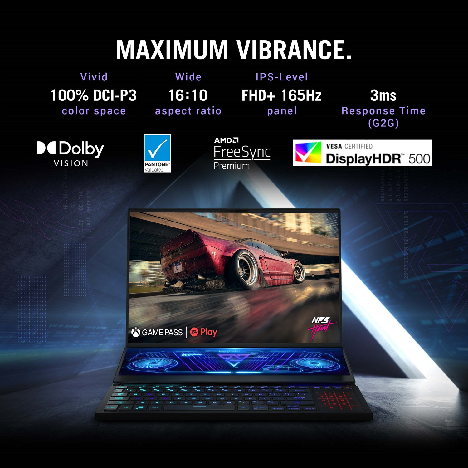 Image of ASUS ROG Zephyrus Duo 16 Dual Screen Laptop with 90Whr Battery AMD Ryzen 7 Octa Core 6800H - (32 GB /2 TB SSD /Windows 11 Home /6 GB Graphics /NVIDIA GeForce RTX 3060) GX650RM-LS019WS Gaming Laptop