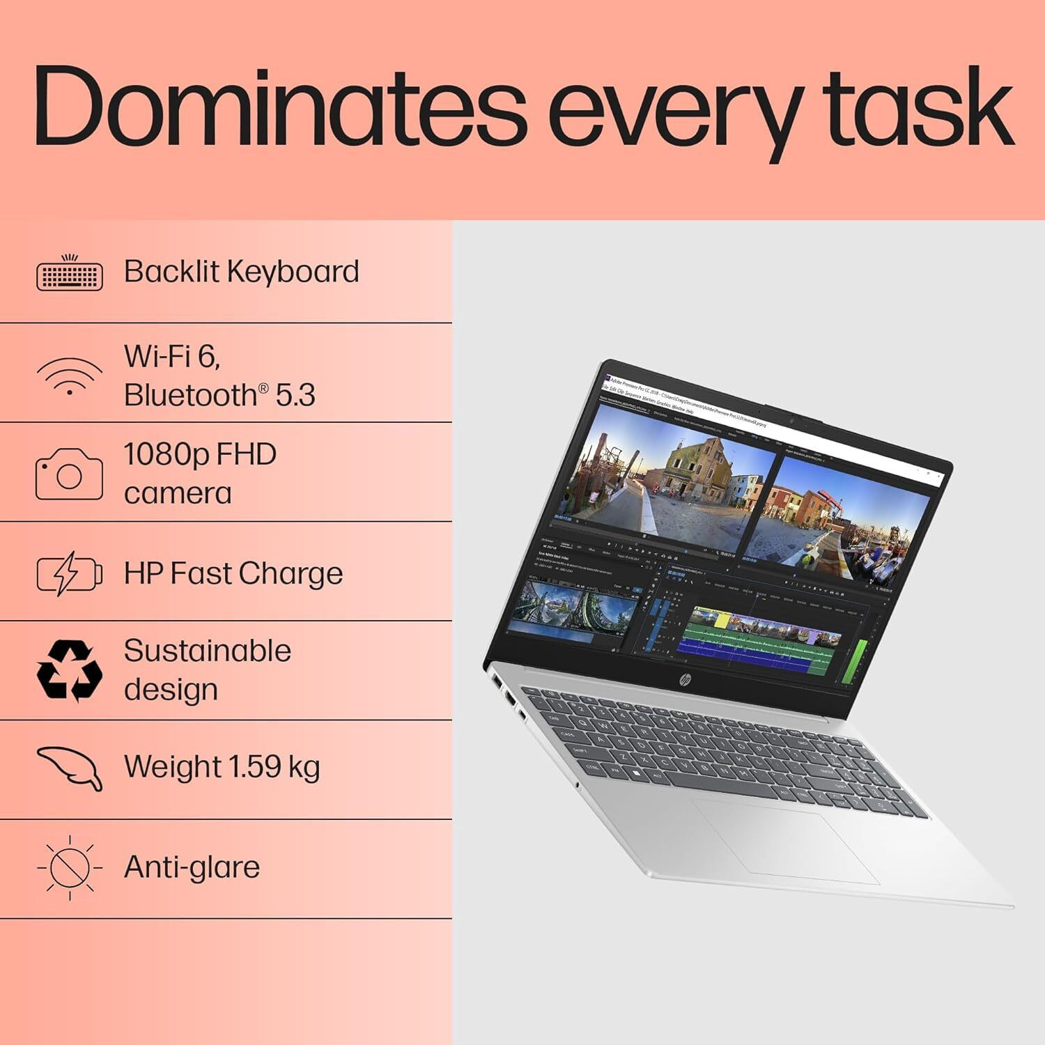Image of HP 250 G10 Backlit (2025) Professional Intel Core i5 13th Gen 1334U - (8 GB /512 GB SSD /Windows 11 Pro) 250 G10 Thin and Light Laptop (15.6 Inch, Turbo Silver, 1.5 kg, With MS Office)