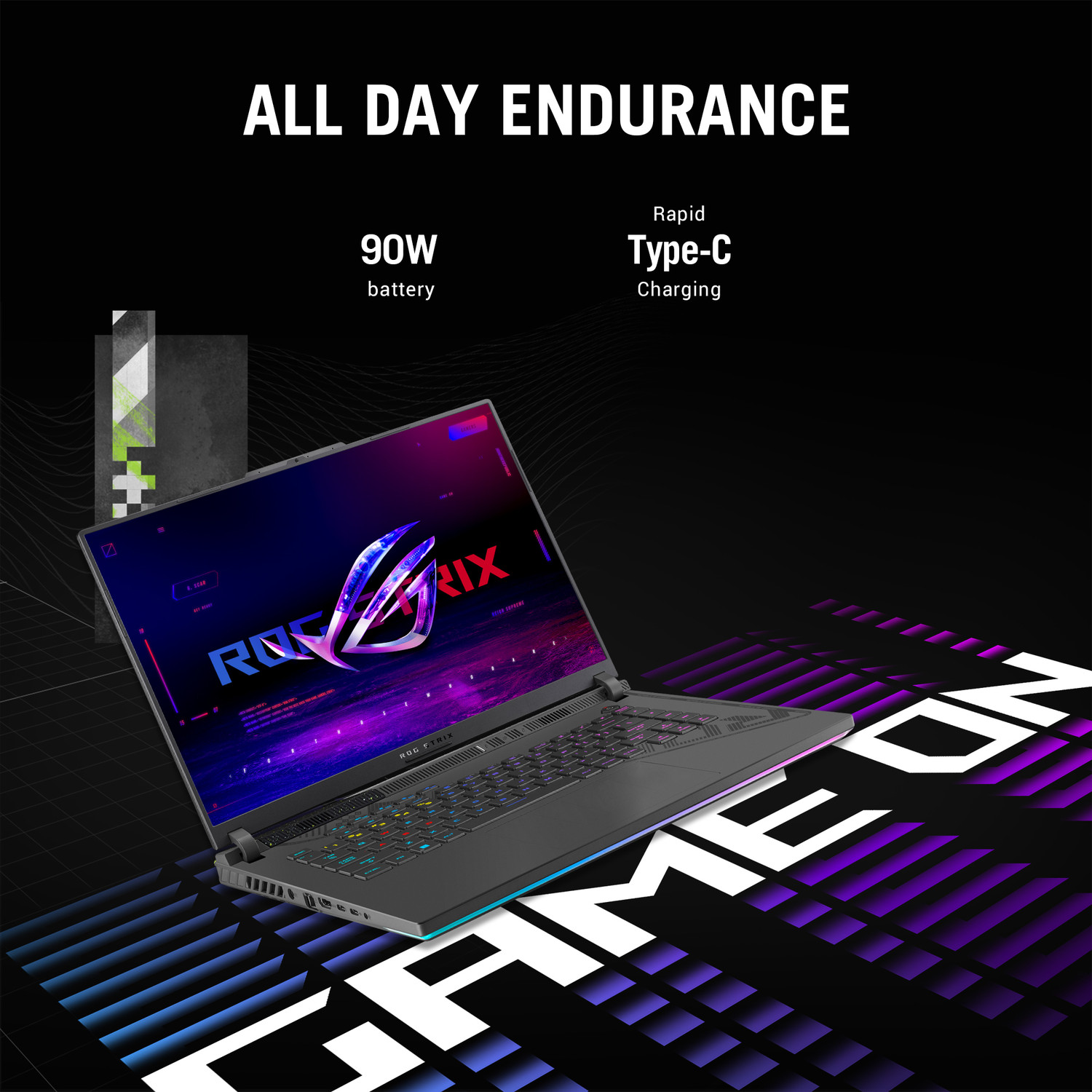 Image of ASUS ROG Strix G16 with 90WHr Battery Intel HX-Series Intel Core i9 13th Gen 13980HX - (16 GB /1 TB SSD /Windows 11 Home /8 GB Graphics /NVIDIA GeForce RTX 4070 /240 HZ /140 TGP) G614JI-N4151WS Gaming Laptop