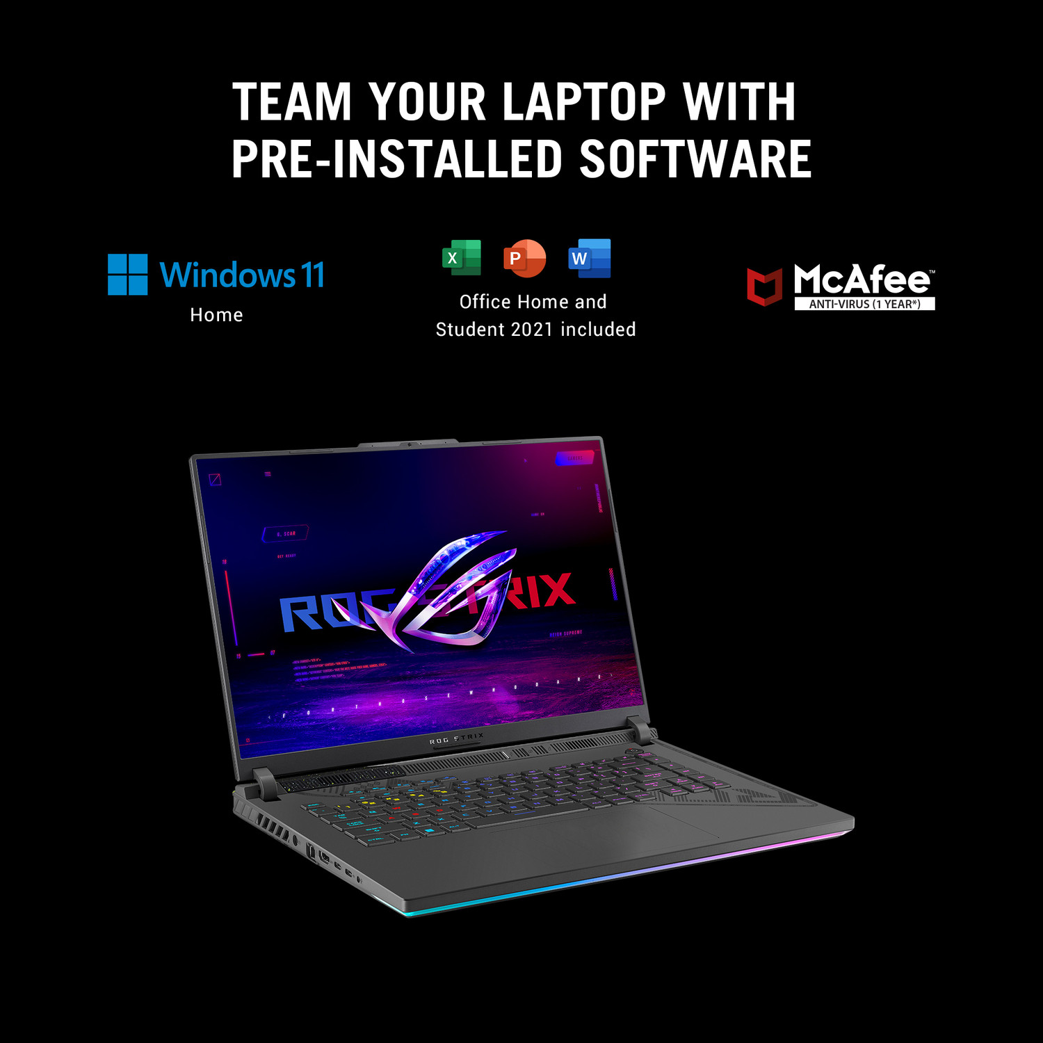 Image of ASUS ROG Strix G16 with 90WHr Battery Intel HX-Series Intel Core i9 13th Gen 13980HX - (16 GB /1 TB SSD /Windows 11 Home /8 GB Graphics /NVIDIA GeForce RTX 4070 /240 HZ /140 TGP) G614JI-N4151WS Gaming Laptop