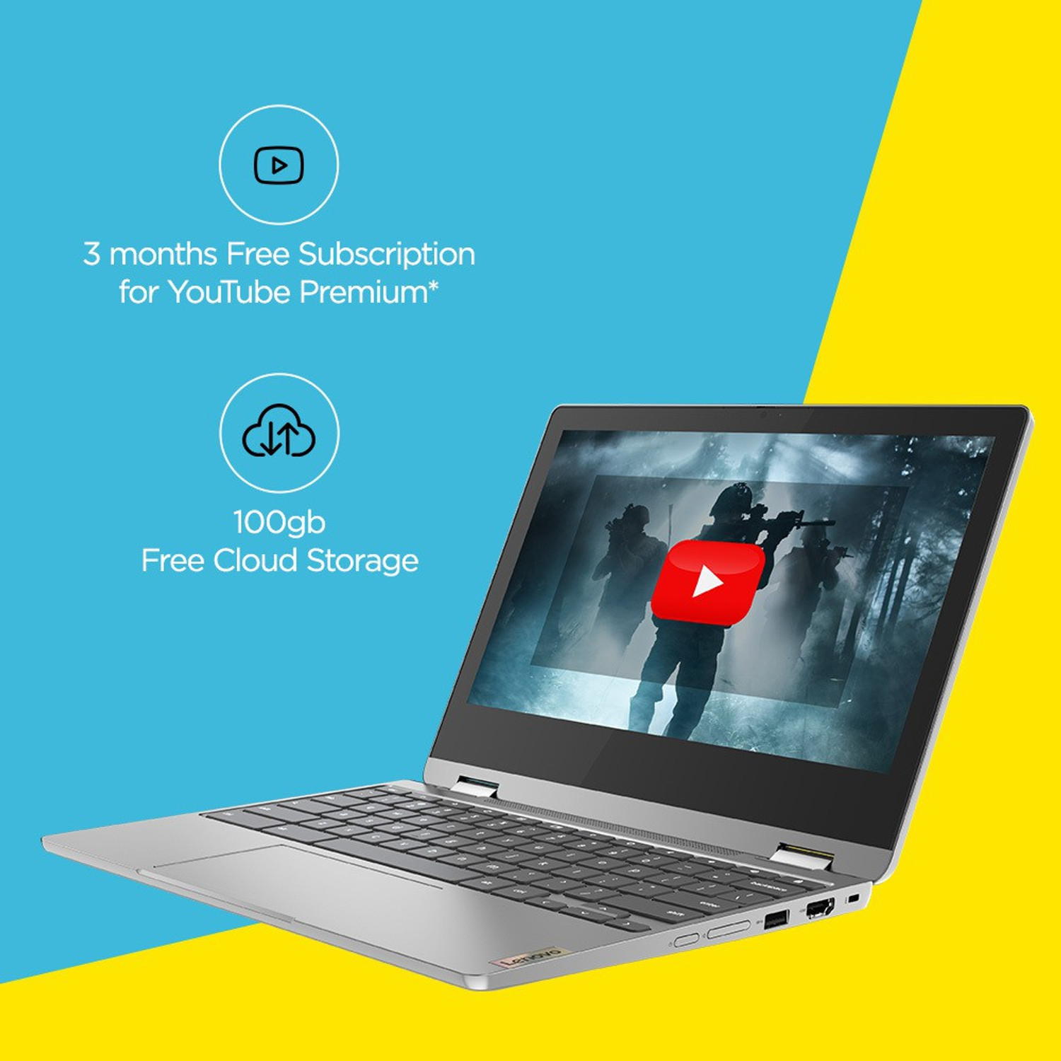 Image of Lenovo Chromebook Intel Celeron Dual Core N4500 - (4 GB /128 GB EMMC Storage /Chrome OS) CB 11IJL6 Chromebook