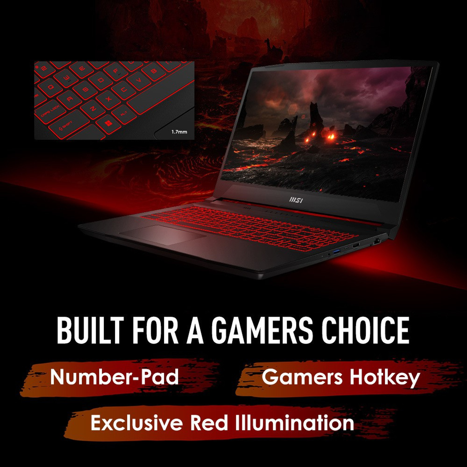 Image of MSI Katana GF66 Intel Core i7 12th Gen 12650H - (16 GB /512 GB SSD /Windows 11 Home /4 GB Graphics /NVIDIA GeForce RTX 3050 /144 Hz) Katana 15 B12UDXK-1004IN Gaming Laptop