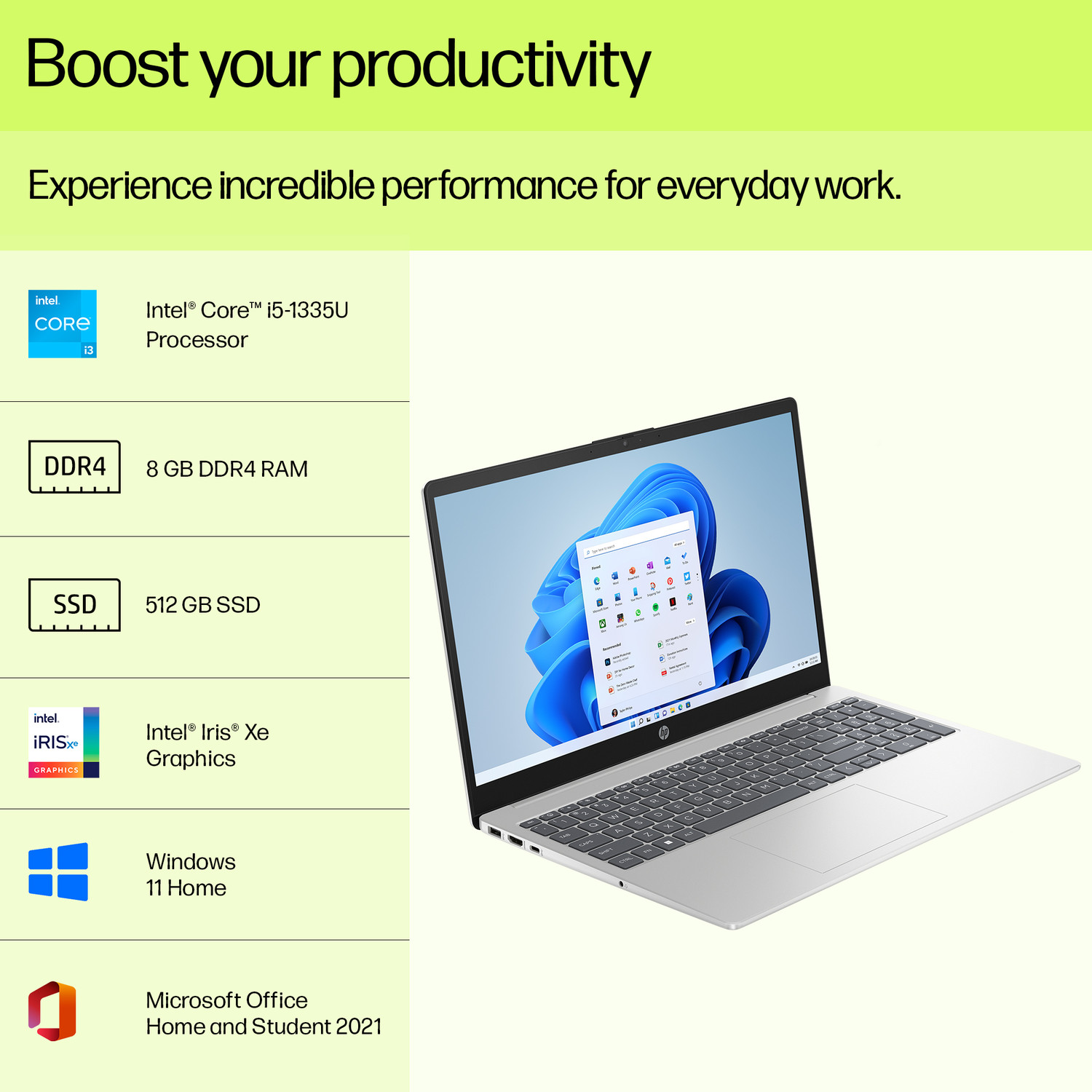 Image of HP 15s Intel Core i5 13th Gen 1335U - (8 GB /512 GB SSD /Windows 11 Home) 15-fd0011TU Thin and Light Laptop