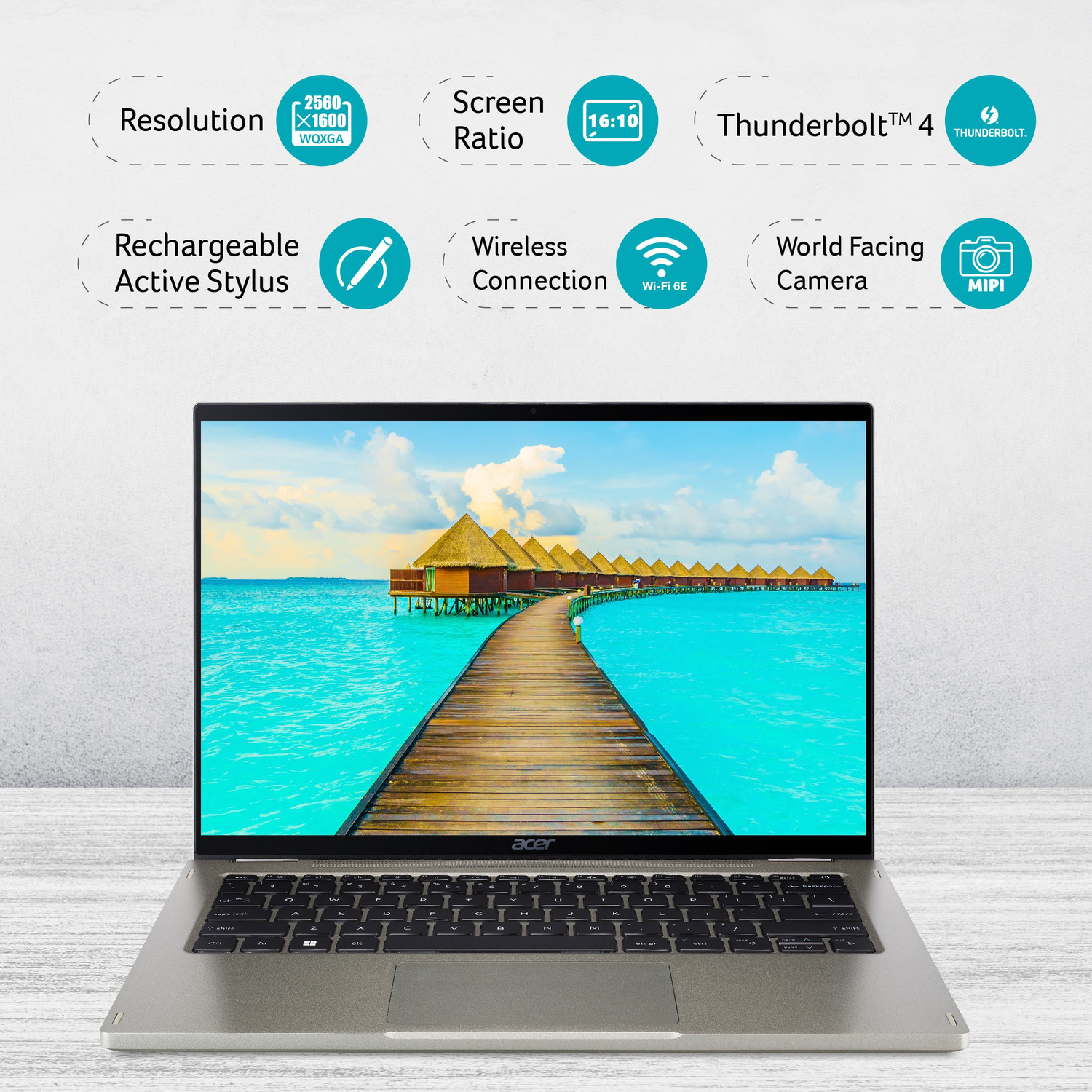 Image of Acer Spin 5 Intel EVO Intel Core i7 12th Gen 1260P - (16 GB /1 TB SSD /Windows 11 Home) SP514-51N 2 in 1 Laptop