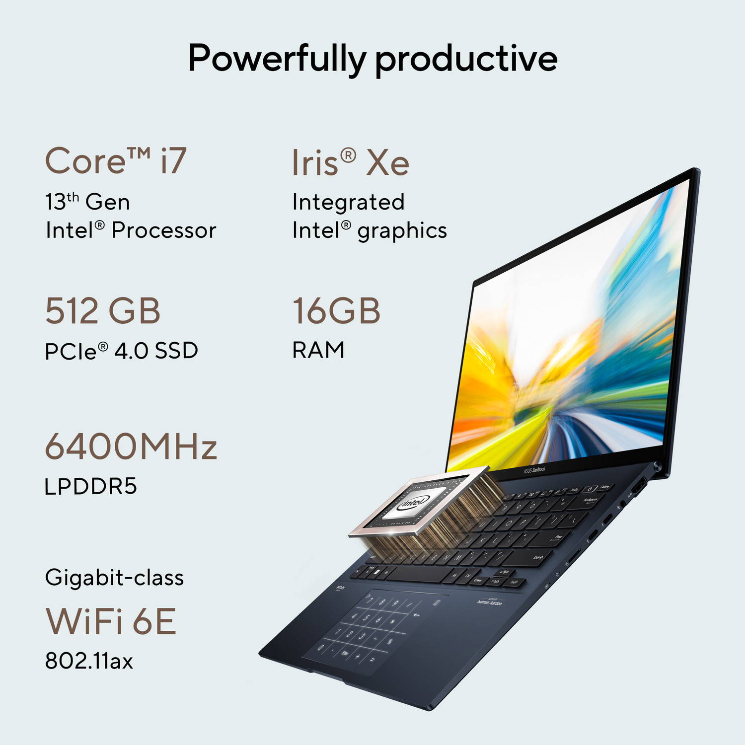 Image of ASUS Zenbook 14 OLED Intel EVO P-Series Intel Core i7 13th Gen 1360P - (16 GB /512 GB SSD /Windows 11 Home) UX3402VA-KM741WS Thin and Light Laptop