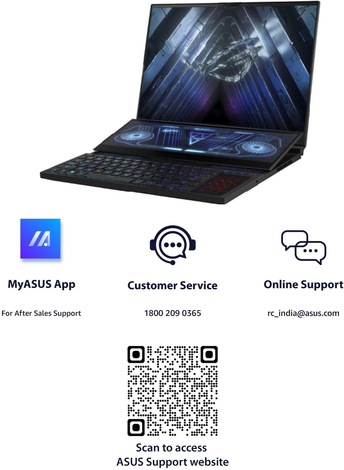 Image of ASUS ROG Zephyrus Duo 16 Dual Screen Laptop with 90Whr Battery AMD Ryzen 7 Octa Core 6800H - (32 GB /2 TB SSD /Windows 11 Home /6 GB Graphics /NVIDIA GeForce RTX 3060) GX650RM-LS019WS Gaming Laptop