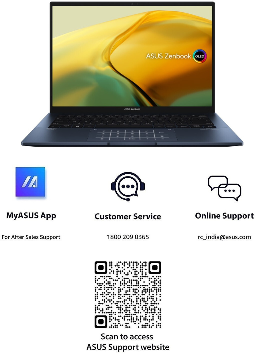 Image of ASUS Zenbook 14 OLED Intel EVO P-Series Intel Core i7 13th Gen 1360P - (16 GB /512 GB SSD /Windows 11 Home) UX3402VA-KM741WS Thin and Light Laptop