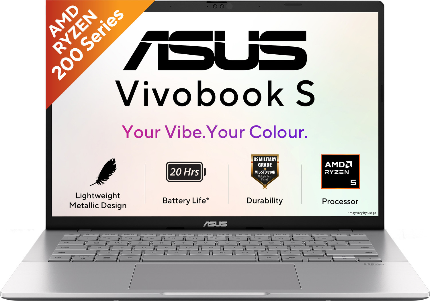Image of ASUS Vivobook S14 AMD Ryzen 7 350 - (16 GB /1 TB SSD /Windows 11 Home) M3407KA-SF048WS Business Laptop (14 inch, Cool Silver, 1.59 kg, With MS Office)