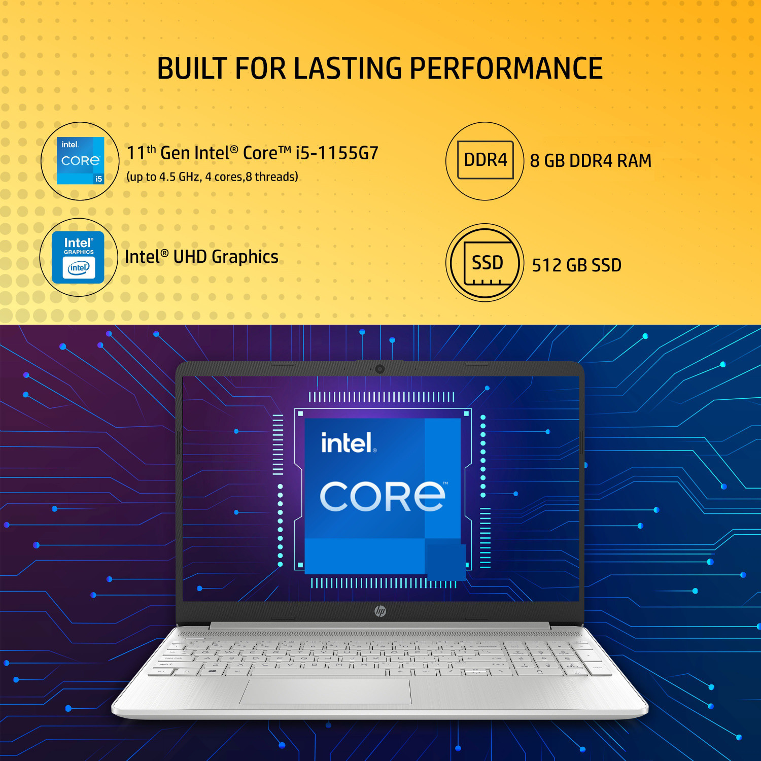 Image of HP Intel Intel Core i5 11th Gen 1155G7 - (8 GB /512 GB SSD /Windows 11 Home) 15s- fr4000TU Thin and Light Laptop