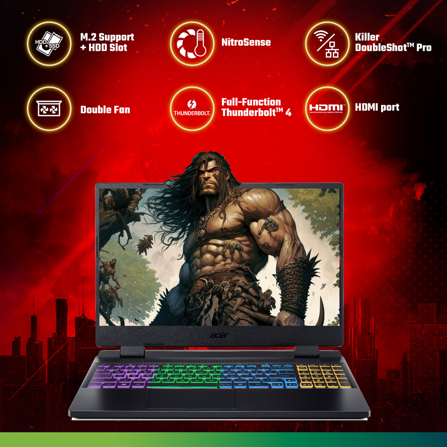Image of Acer Nitro 5 Intel Core i7 12th Gen 12650H - (16 GB /512 GB SSD /Windows 11 Home /6 GB Graphics /NVIDIA GeForce RTX 4050 /144 Hz) AN515-58-74GG Gaming Laptop