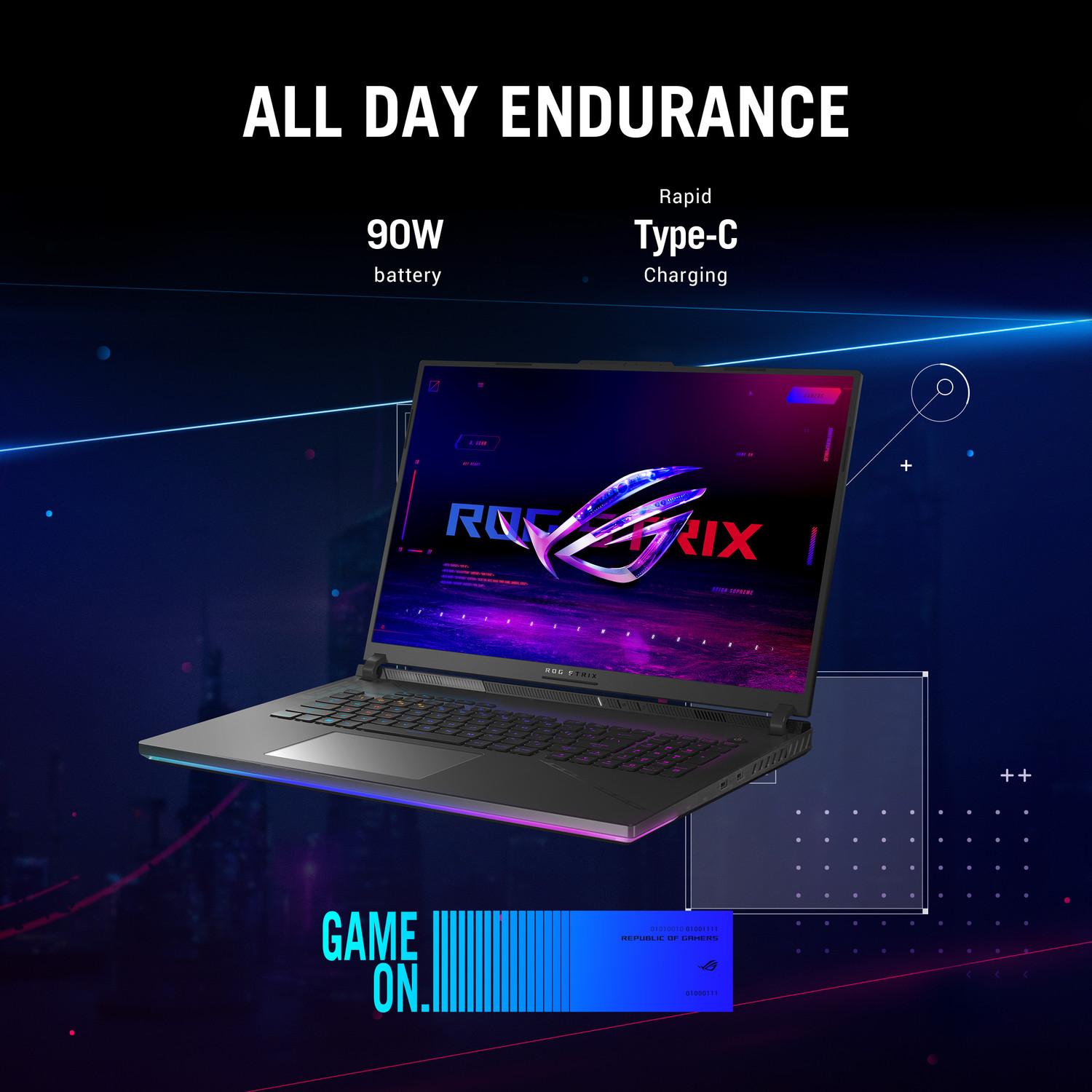 Image of ASUS ROG Strix SCAR 18 with 90WHr Battery Intel HX-Series Intel Core i9 13th Gen 13980HX - (32 GB /1 TB SSD /Windows 11 Home /12 GB Graphics /NVIDIA GeForce RTX 4080 /165 Hz /175 TGP) G834JZ-N5041WS Gaming Laptop