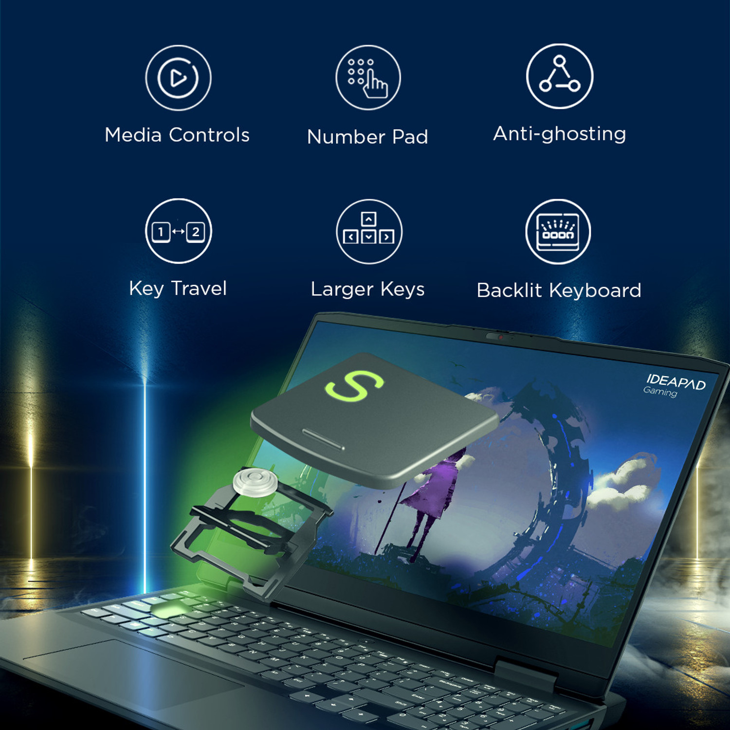 Image of Lenovo IdeaPad Gaming 3 Intel Core i5 12th Gen 12450H - (16 GB /512 GB SSD /Windows 11 Home /4 GB Graphics /NVIDIA GeForce RTX 3050 /85 W) 15IAH7 Gaming Laptop