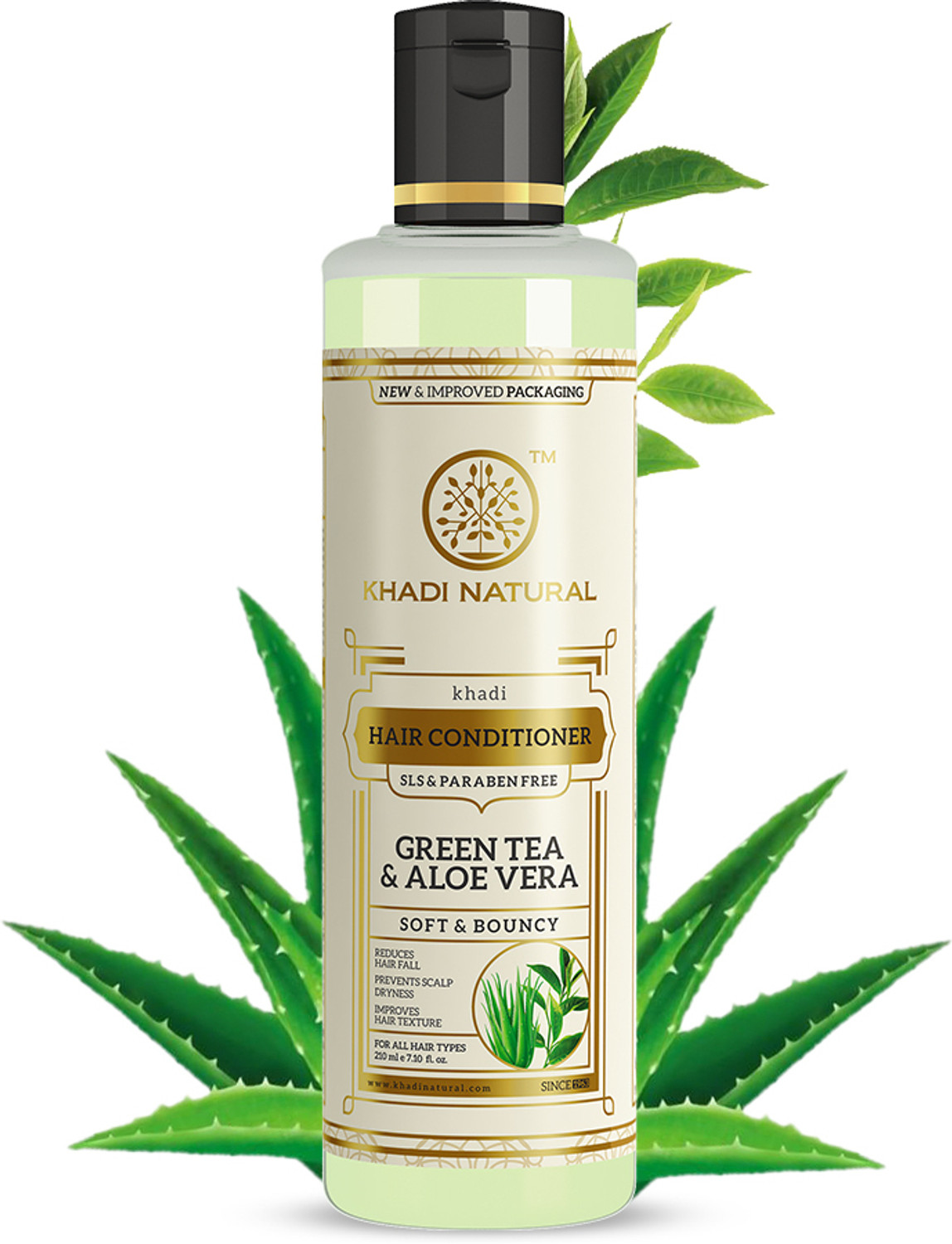 KHADI NATURAL Herbal Green Tea &amp; Aloevera Hair Conditioner- Sls &a