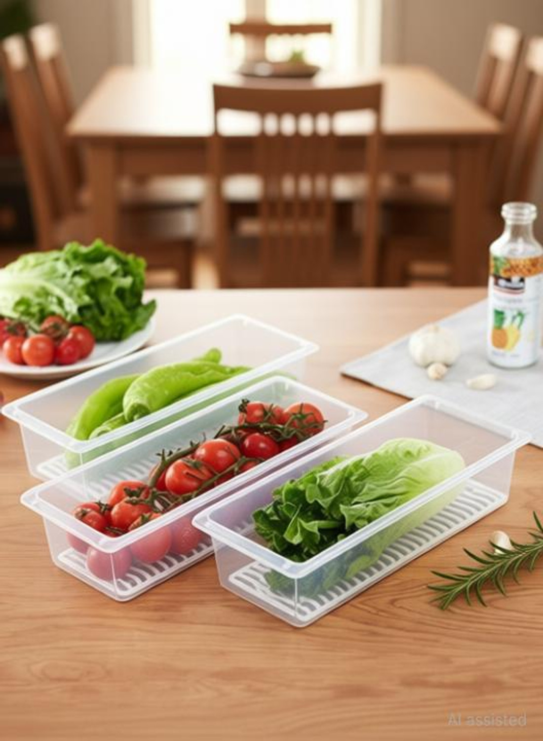 Image of meelana Plastic Fridge Container - 2500 ml (Pack of 4, White)