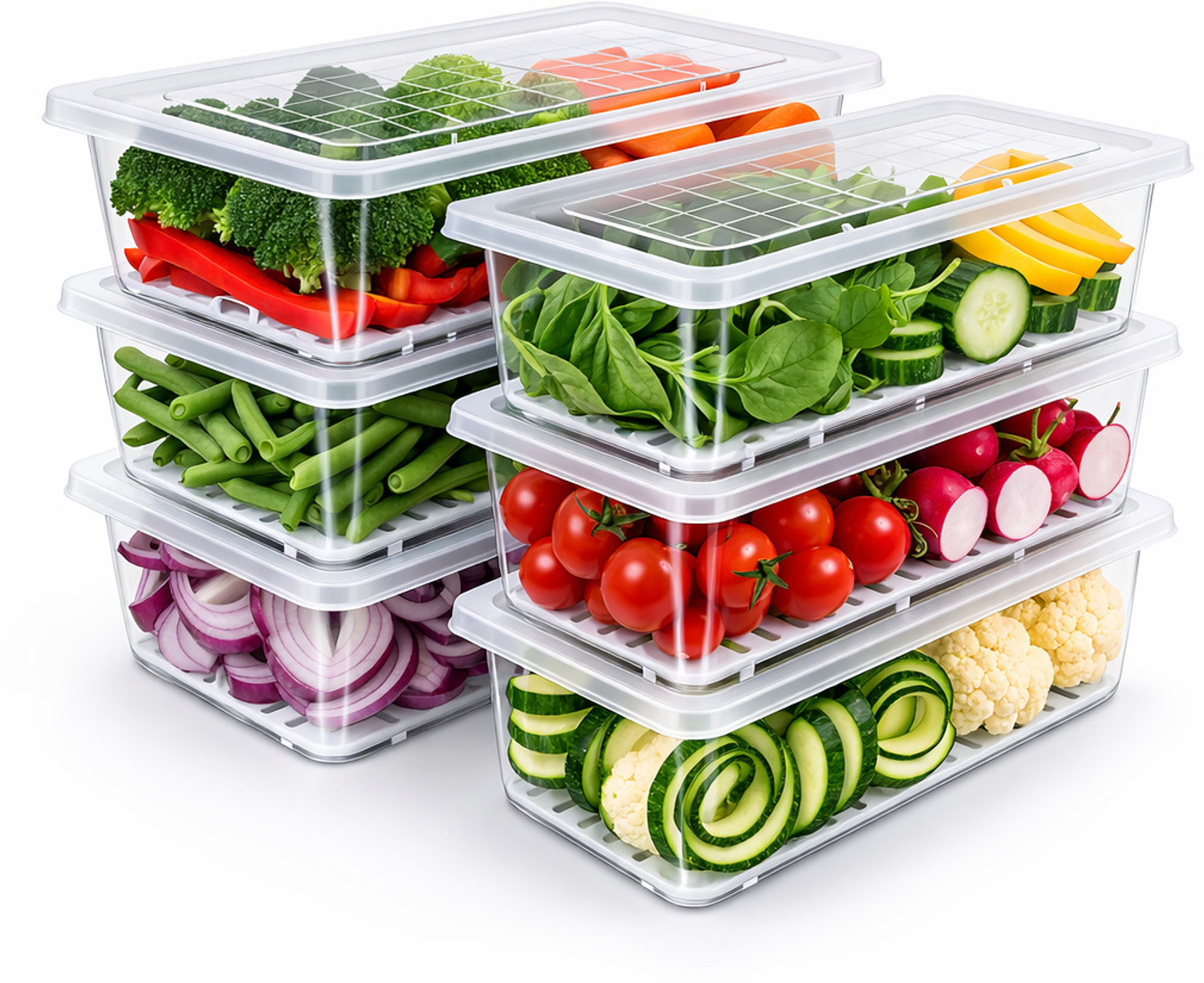 Image of meelana Plastic Fridge Container - 2500 ml (Pack of 4, White)