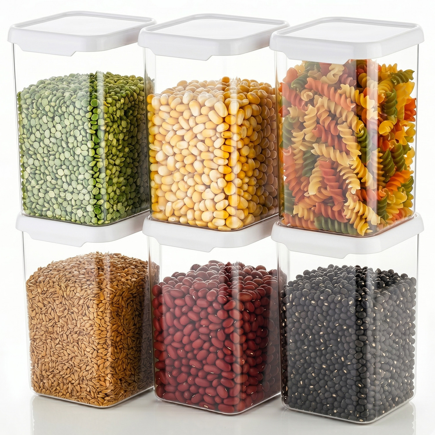 Sedulous 100% Unbrekable kitchen plastic container set grocery storage containers combo box sets big dabba  - 1100 ml Plastic Grocery Container  (Pack of 6, White)