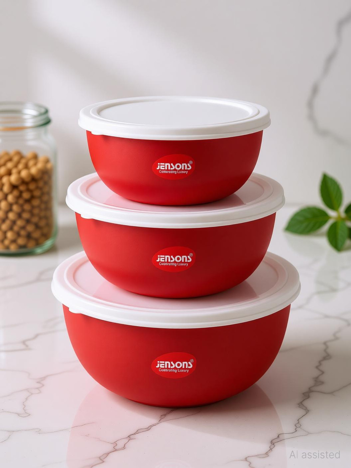 Jensons Flora - 600 ml, 800 ml, 1300 ml Steel, Plastic Grocery Contain