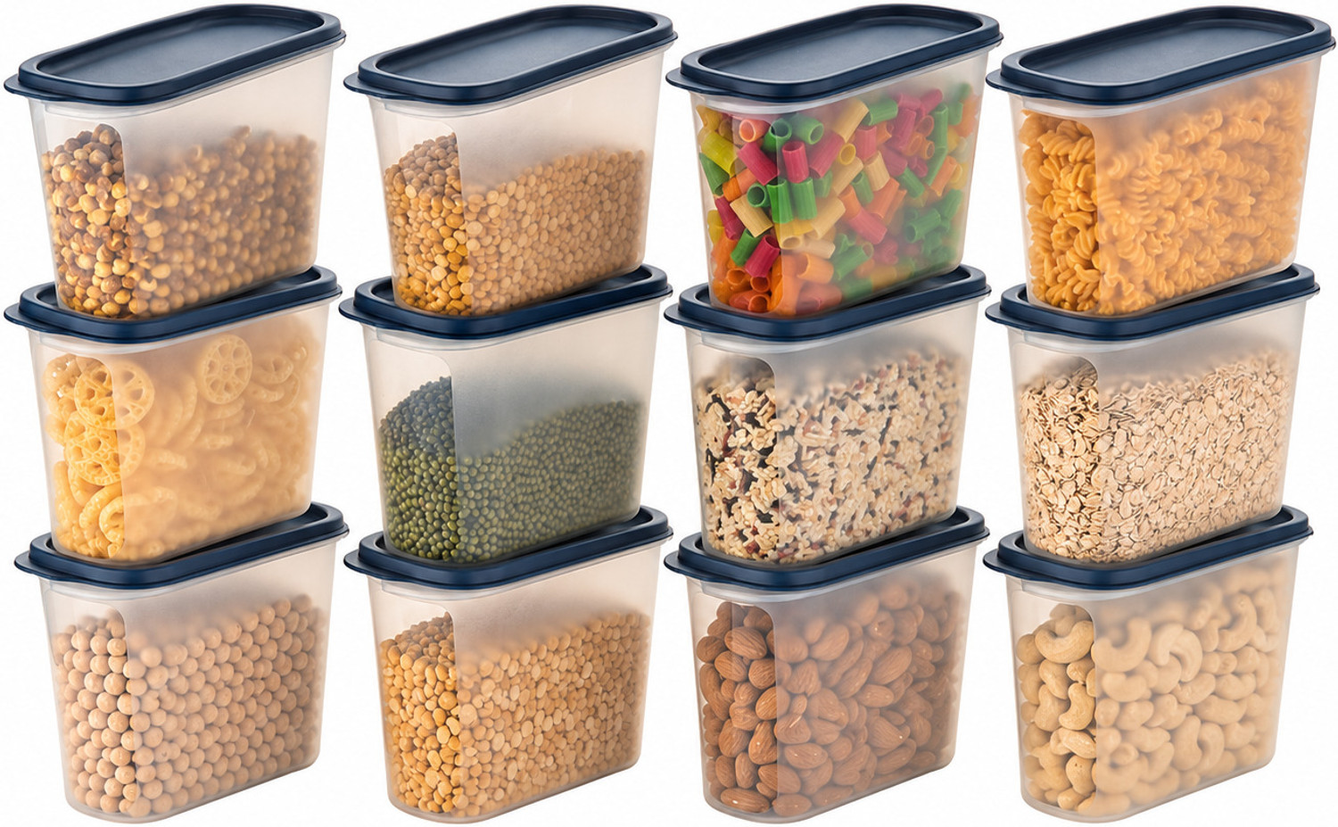 Image of SEQUENCE Stainless Steel Grocery Container - 500 ml (Pack of 12, Blue)