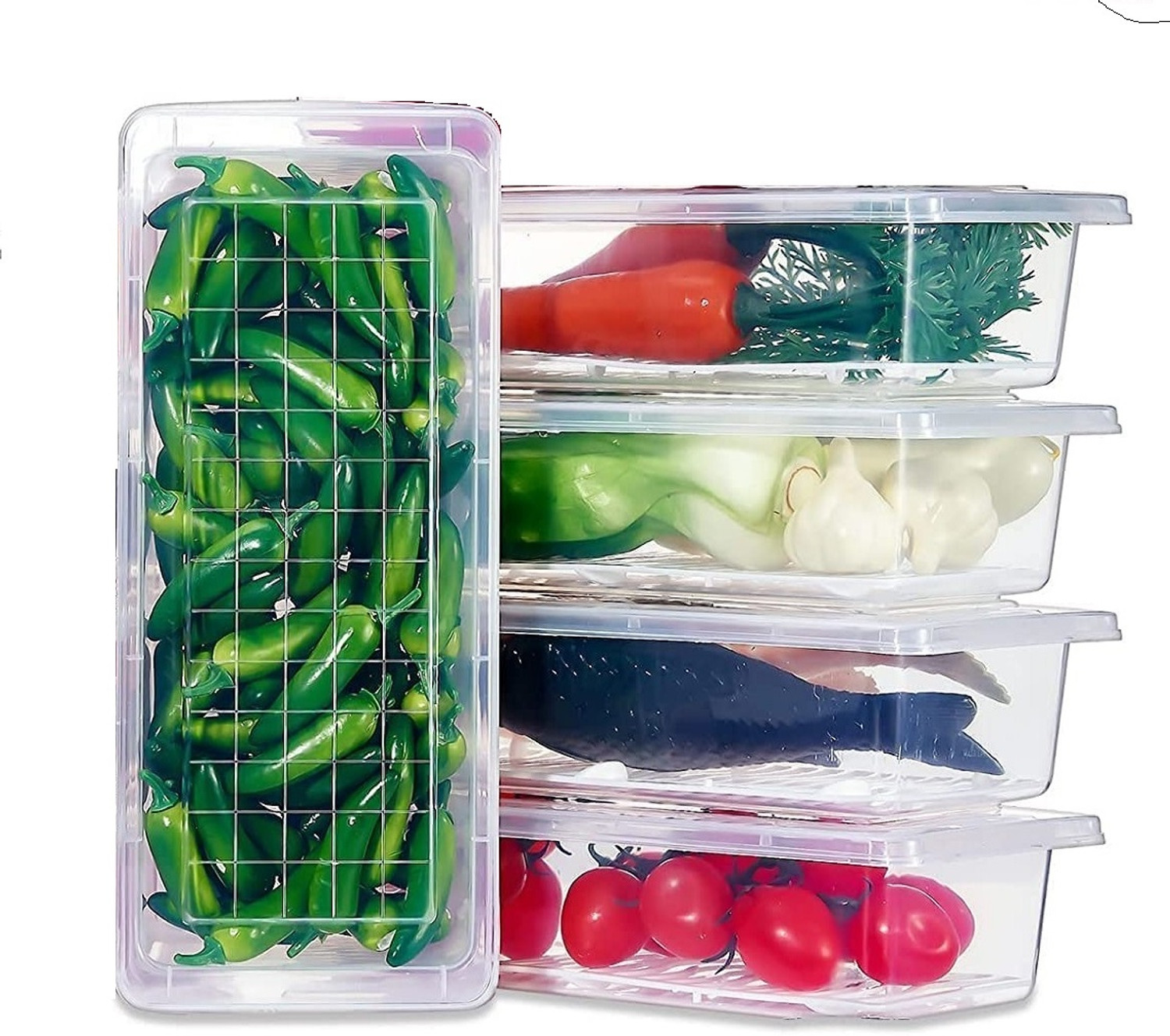 Image of meelana Plastic Fridge Container - 2500 ml (Pack of 3, White)