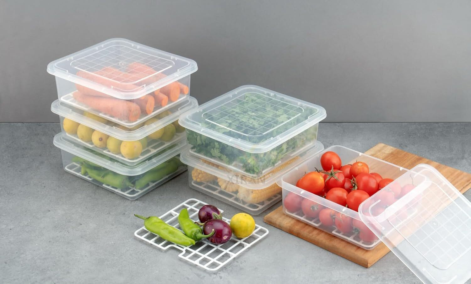 Image of meelana Plastic Fridge Container - 2500 ml (Pack of 4, White)
